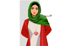 png دختر با لباس طرح پرچم ایران و آویز الله