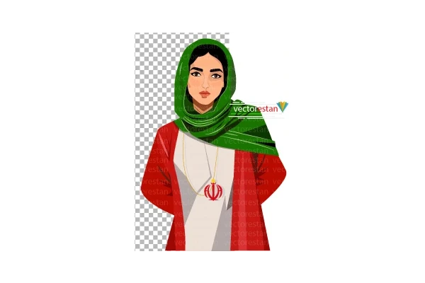 png دختر با لباس طرح پرچم ایران و آویز الله