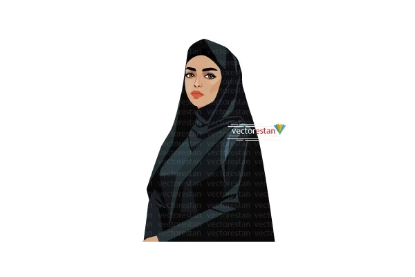 وکتور زن ایرانی باحجاب چادرسیاه