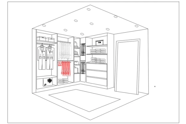 پرسپکتیو داخلی اتاق کلوزت (لباس)