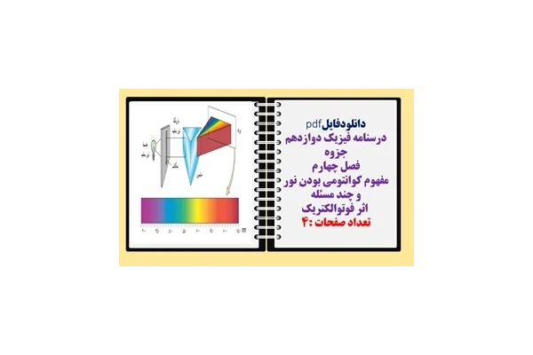 درسنامه فیزیک دوازدهم جزوه فصل چهارم مفهوم کوانتومی بودن نور  و چند مسئله   اثر فوتوالکتریک
