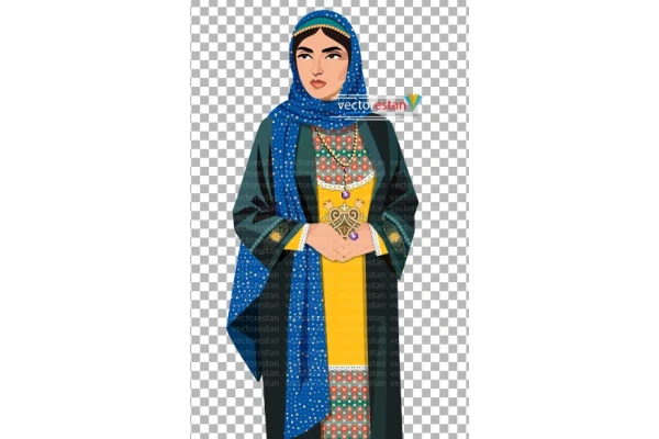 عکس png دختر باحجاب با لباس سنتی و محلی ایرانی
