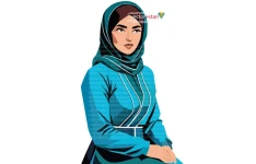 وکتور دختر محجبه ایرانی با لباس و روسری آبی