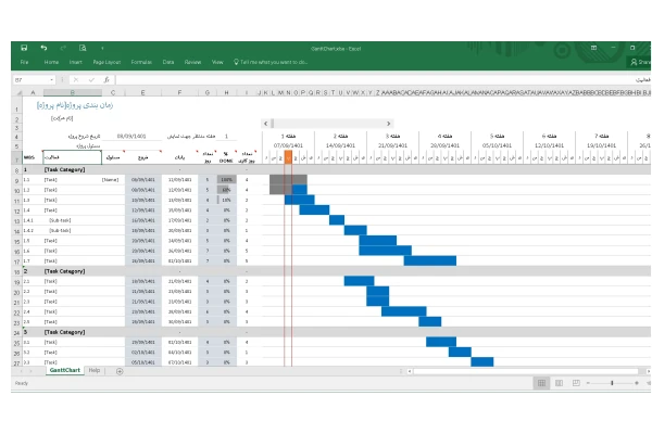 فایل اکسل گانت چارت Gantt Chart