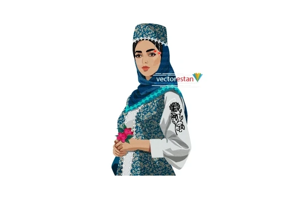 وکتور دختر باحجاب لباس محلی سنتی ایرانی