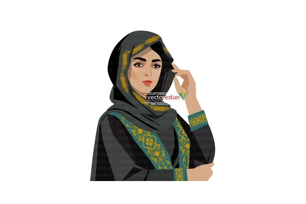 وکتور زن جوان محجبه ایرانی