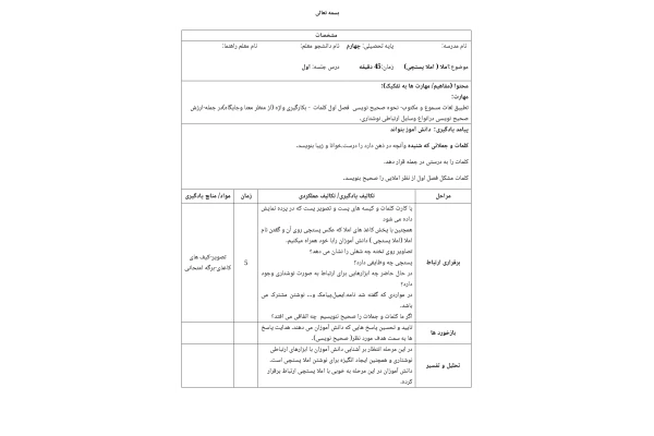 طرح درس املا (پستچی)