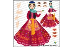 وکتور دختر ایرانی(لباس سنتی قدیمی)