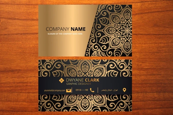 طرح لایه باز موکاپ کارت ویزیت طلایی اداری و تجاری شماره 4