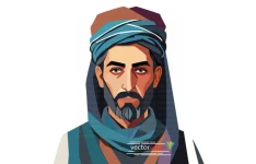 وکتور مردجوان ایرانی قدیمی با عمامه و عبا