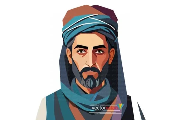 وکتور مردجوان ایرانی قدیمی با عمامه و عبا