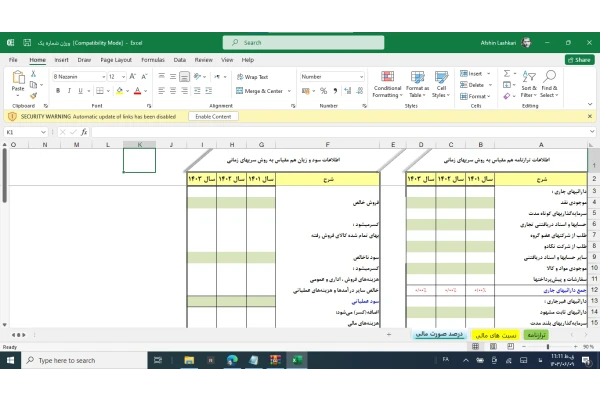 فایل اکسل خام فرمول نویسی شده استخراج و تجزیه و تحلیل نسبت های مالی (1403)