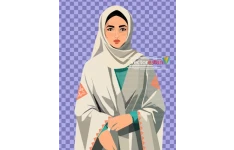 png  دختر ایرانی محجبه با لباس و شال سفید