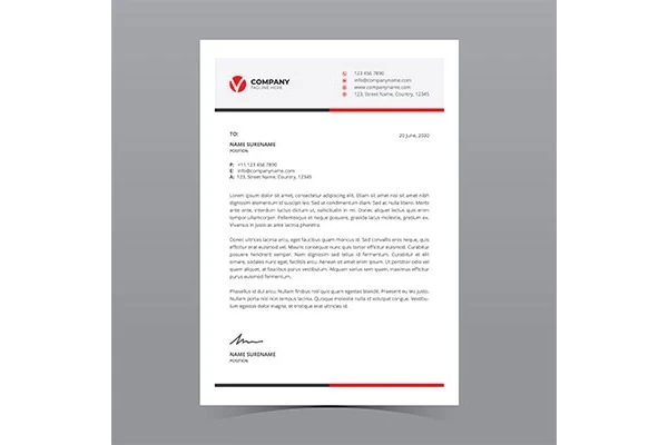 سربرگ شرکت رنگ قرمز و سفید