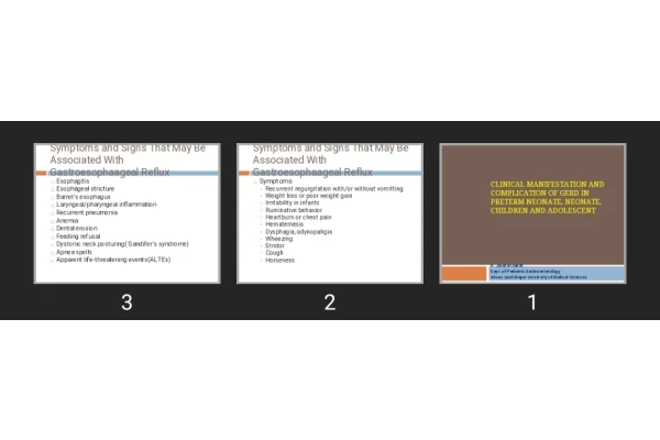 پاورپوینت Clinical Manifestation and Complication of GERD in preterm neonate, neonate, children and adolescent
