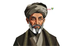 وکتور مردبزرگسال با لباس قدیمی و عمامه عبای ایرانی