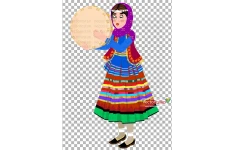 png دختر ایرانی دف نواز با لباس سنتی شمالی گیلکی