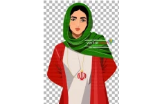 png دختر با لباس طرح پرچم ایران و آویز الله
