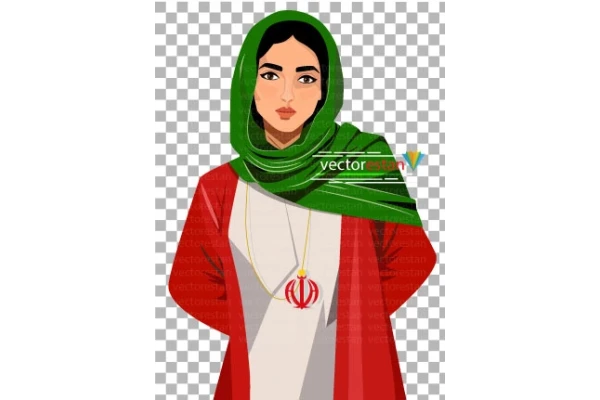 png دختر با لباس طرح پرچم ایران و آویز الله