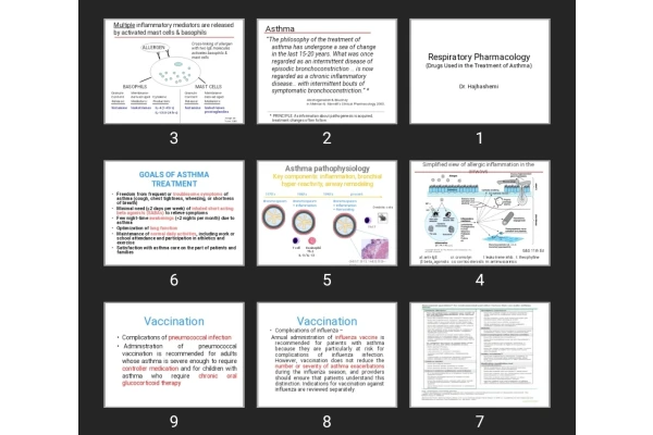 پاورپوینت Respiratory Pharmacology (Drugs Used in the Treatment of Asthma)