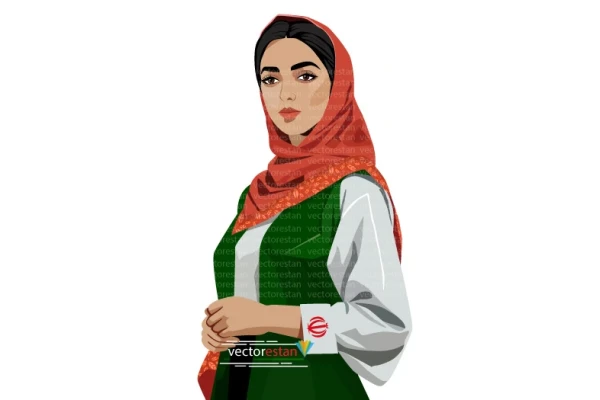 وکتور دخترجوان با لباس طرح پرچم ایران