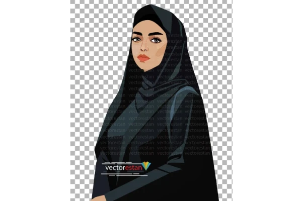 دختر چادرسیاه محجبه ایرانی بصورت png