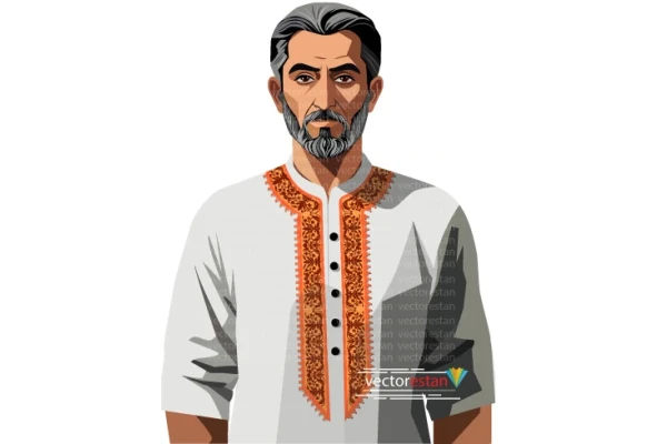 وکتور مدل ایرانی مرد جوان با پوشش محلی