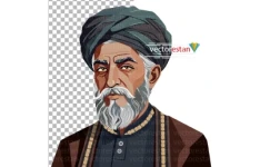 عکس بدون پس زمینه مرد مسن ایرانی قدیمی(عمامه و عبا)