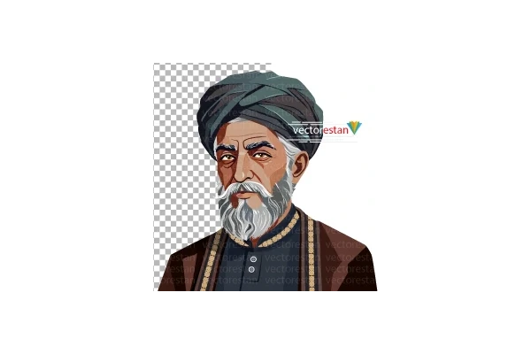 عکس بدون پس زمینه مرد مسن ایرانی قدیمی(عمامه و عبا)