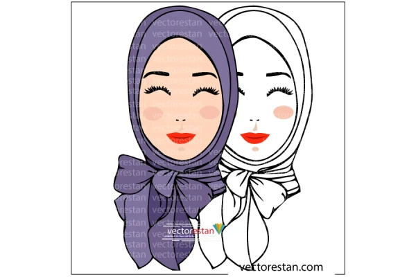 دانلود لوگو و وکتور لایه باز زن باحجاب با روسری پاپیونی