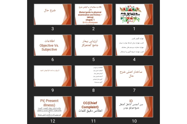 پاورپوینت نگاه به معاینات و گرفتن شرح حال