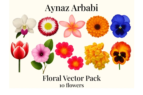 مجموعه وکتور های گل های رنگارنگ