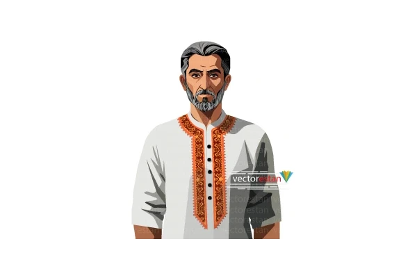 وکتور مدل ایرانی مرد جوان با پوشش محلی