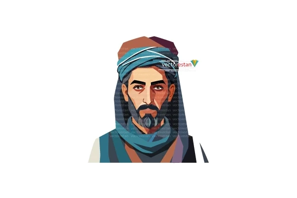 وکتور مردجوان ایرانی قدیمی با عمامه و عبا