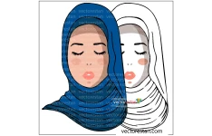 وکتور زن با پوشش حجاب شال و روسری