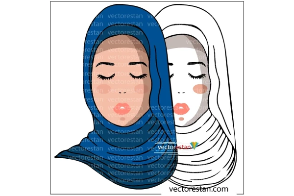 وکتور زن با پوشش حجاب شال و روسری
