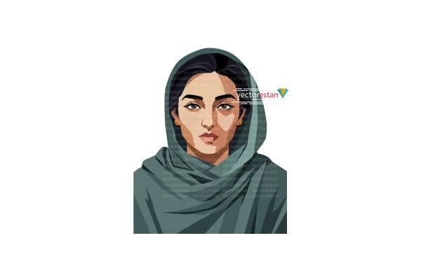 وکتور دخترجوان ایرانی محجبه با شال و روسری