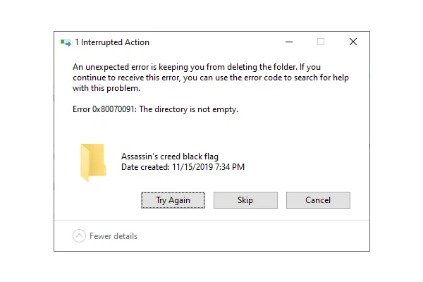 حذف فایل هایی که در هنگام پاک کردن خطا می دهند