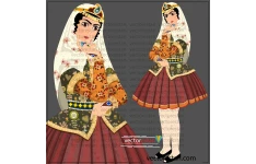 وکتور زن ایرانی با پوشش قدیمی سنتی ایرانی قابلیت متحرکسازی