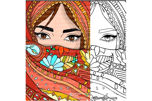 دانلود فایل دختر جوان ایرانی با حجاب روسری رنگی گلدار