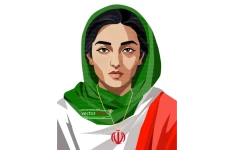 وکتور دخترایرانی با روسری و پرچم ایران