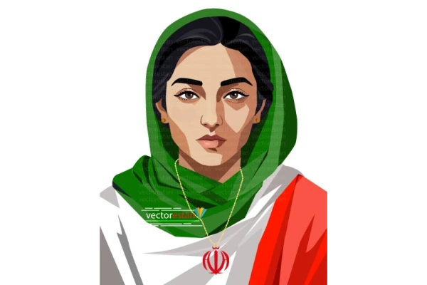 وکتور دخترایرانی با روسری و پرچم ایران
