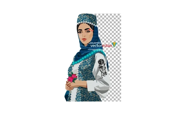 عکس بدون پس زمینه از طرح دختر ایرانی با لباس ایرانی سنتی