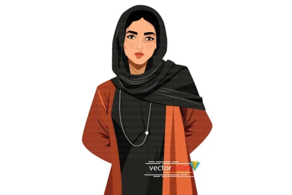 وکتور زن جوان محجبه ایرانی