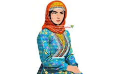 وکتور خانم محجبه با لباس سنتی و محلی طرحدار ایرانی