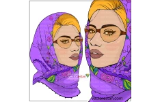 وکتور زن ایرانی با پوشش روسری گلدار