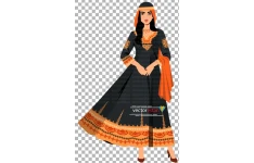 عکس بدون پس زمینه دختر ایرانی محجبه با لباس سنتی محلی