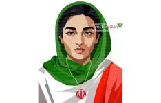 وکتور دخترایرانی با روسری و پرچم ایران