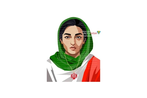 وکتور دخترایرانی با روسری و پرچم ایران