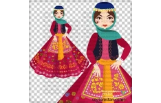 دانلود png  دختر ایرانی با پوشش سنتی بدون پس زمینه